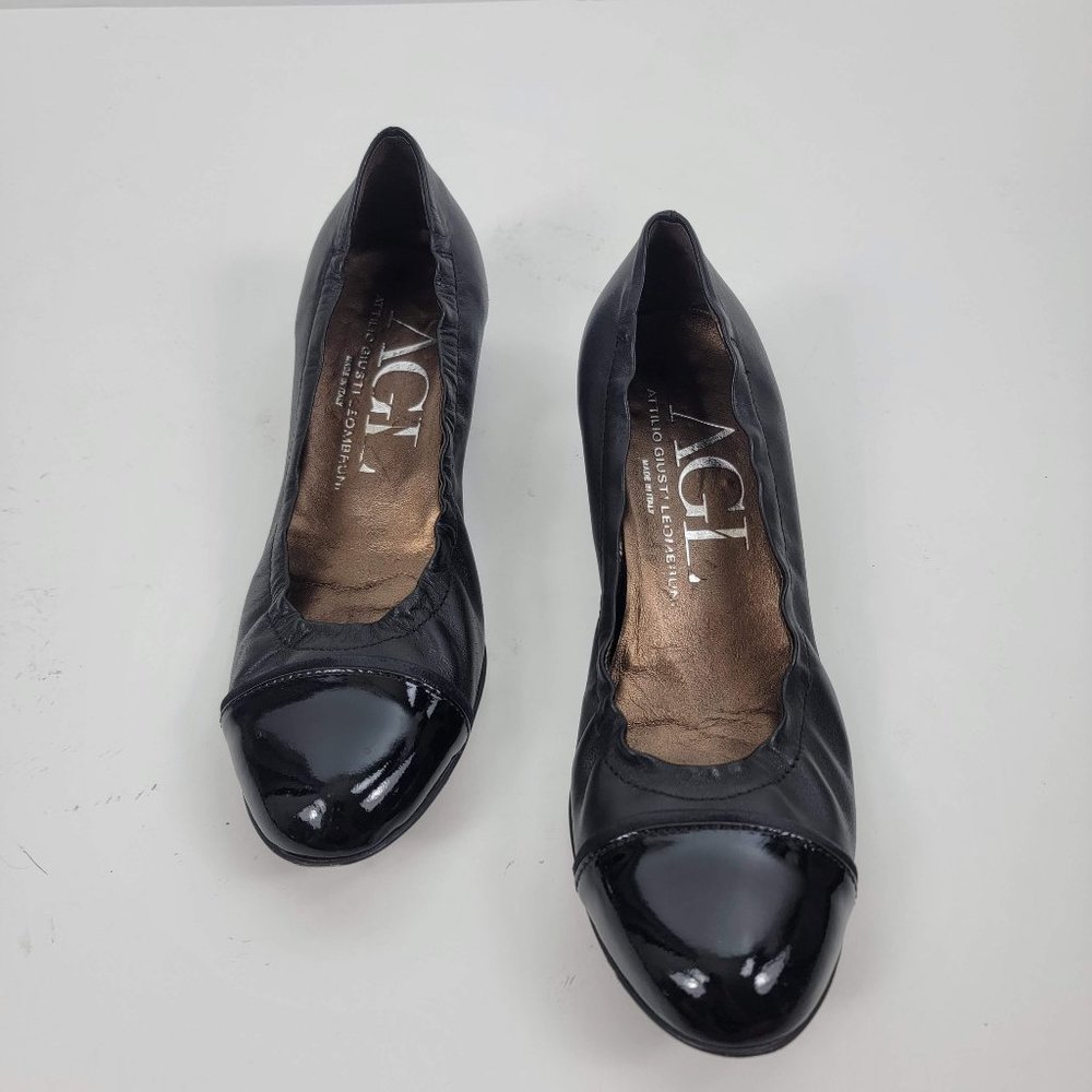 AGL Attilo Giusti Leombruni low heel leather pumps black 7.5